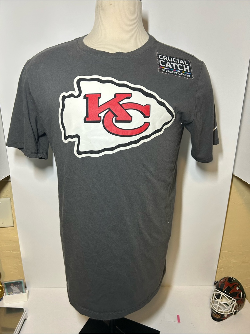 Nike Gray Short Sleeve Tee with Red & White Chiefs Logo